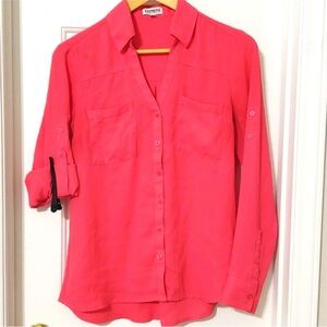 Express | Pink Button Down Shirt with Notched Collar